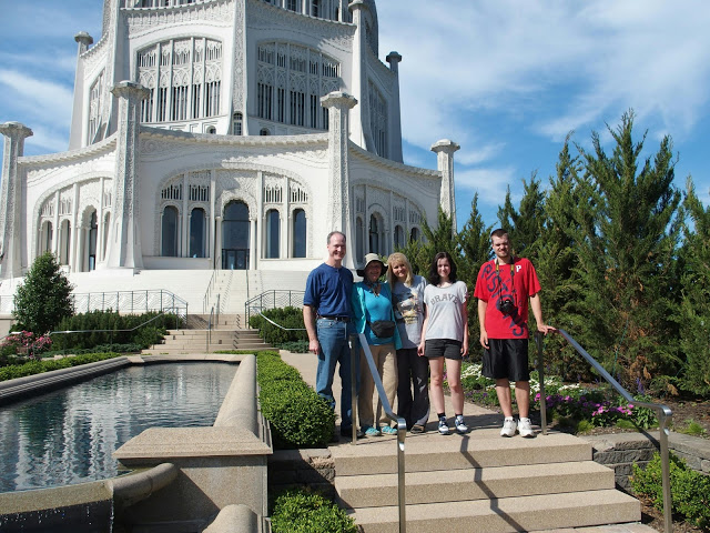 Family photo at the main entrance to "the Mother Temple of the West"