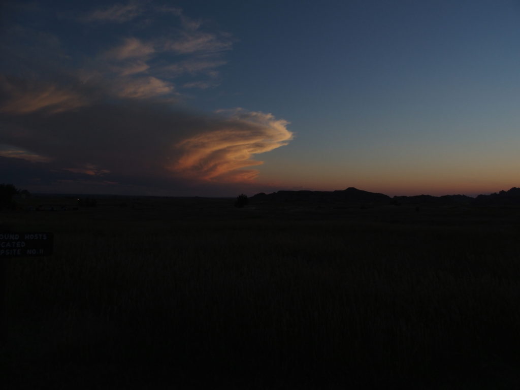 A storm moves across the plains. Lucky it stayed south of our campsite.