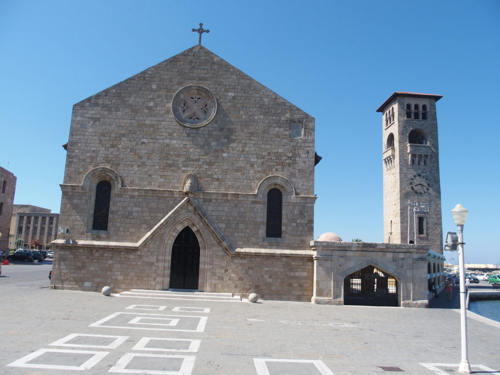 EVANGELISMOS CHURCH The town's cathedral is a 1920s Italian-built replica of the Knights Church of St. John in the Old Town and rises next to the harbor.